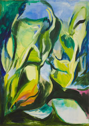 Dream under the Leaves oil 140x100cm oil on leaves 2019